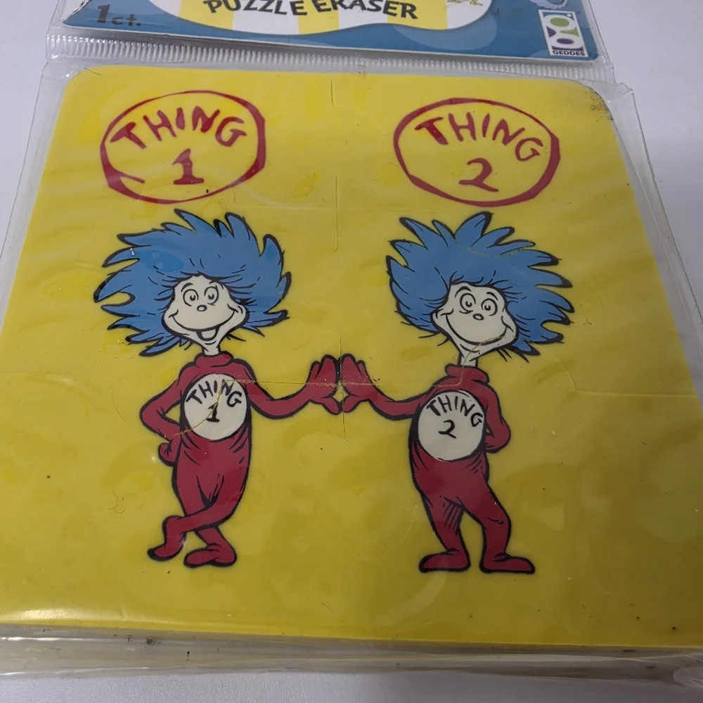 Dr Suess Puzzle Erasers Thing 1 & 2 Horton Hears a Who Green Eggs and Ham Lot 3